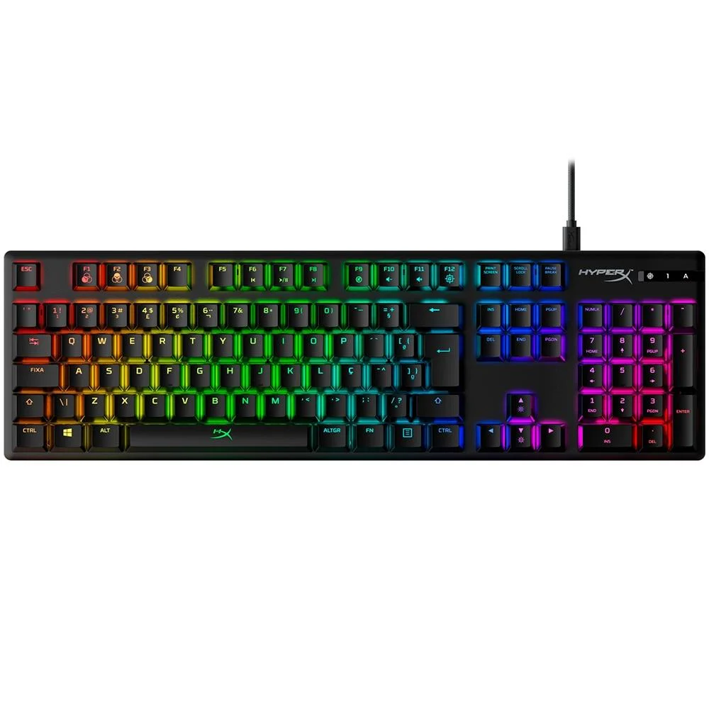 Teclado Mecânico Gamer HyperX Alloy Origins RGB Switch HyperX Red ABNT2 Preto 4P4F6A2#AC4 - Imagem 2