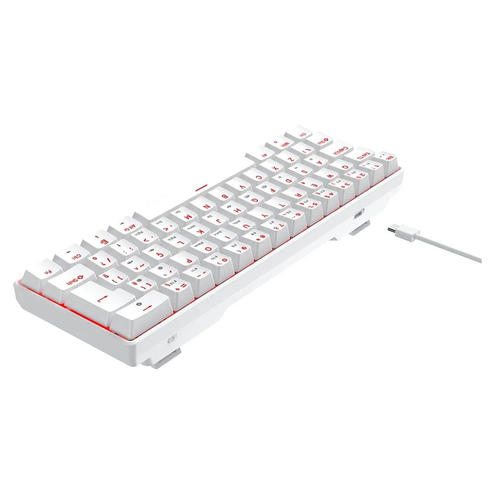 Teclado Mecânico Gamer Hyrax Thunder HCK61 LED Vermelho Switch Red ABNT2 Branco HCK61W-RED-LED - Imagem 3