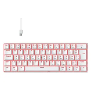 Teclado Mecânico Gamer Hyrax Thunder HCK61 LED Vermelho Switch Red ABNT2 Branco HCK61W-RED-LED