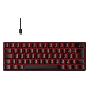 Teclado Mecânico Gamer Hyrax Thunder HCK61 LED Vermelho Switch Blue USB-C ABNT2 Preto HCK61B-BLUE-LED