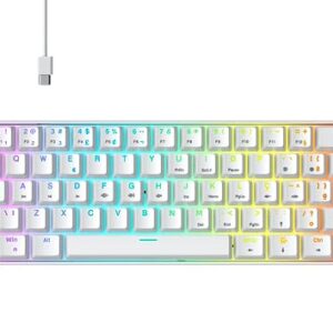 Teclado Mecânico Gamer Hyrax Thunder HCK61 RGB Switch Blue ABNT2 Branco HCK61W-BLUE-RGB