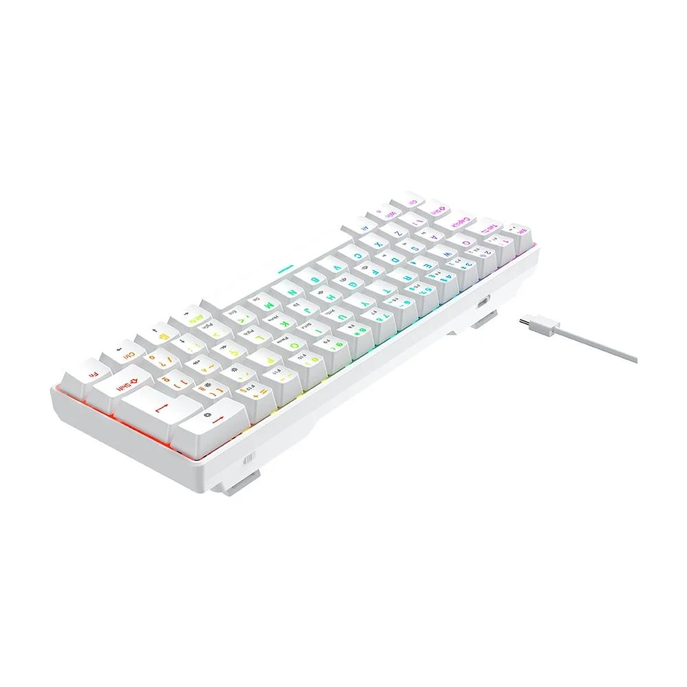 Teclado Mecânico Gamer Hyrax Thunder HCK61 RGB Switch Red ABNT2 Branco HCK61W-RED-RGB - Imagem 3