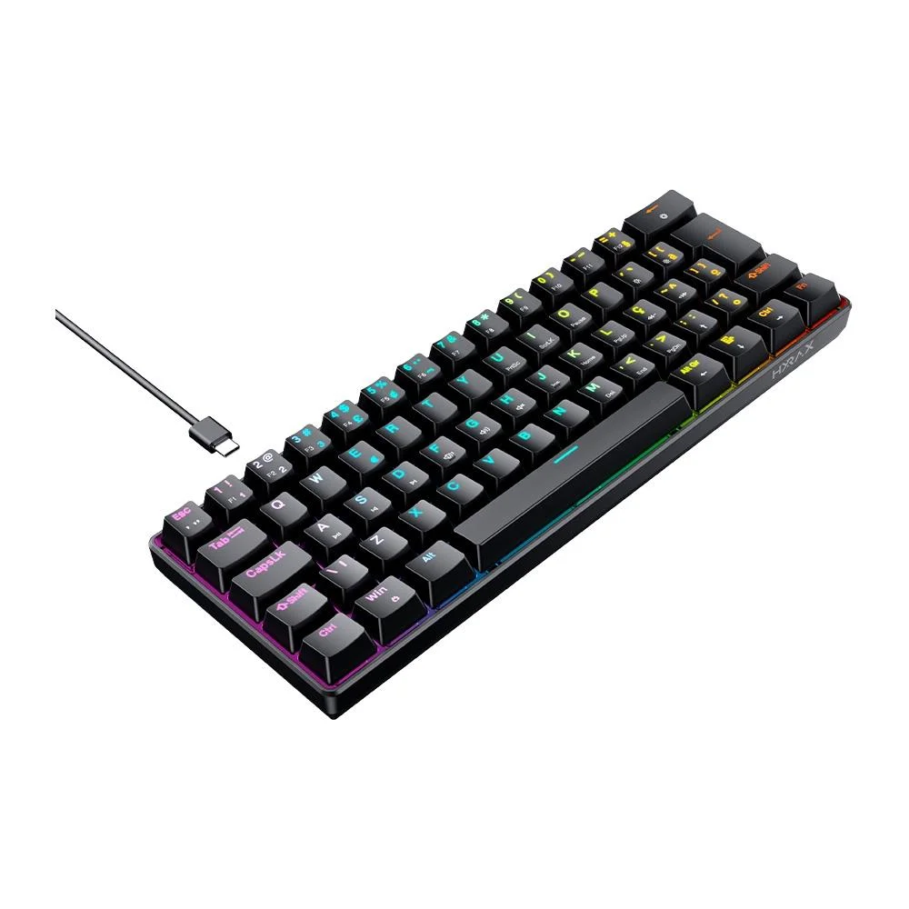 Teclado Mecânico Gamer Hyrax Thunder HCK61 RGB Switch Red ABNT2 Preto HCK61B-RED-RGB - Imagem 4