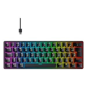 Teclado Mecânico Gamer Hyrax Thunder HCK61 RGB Switch Red ABNT2 Preto HCK61B-RED-RGB