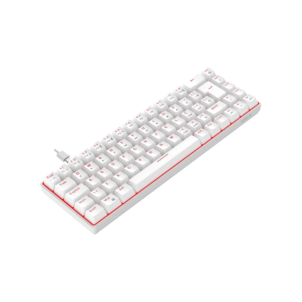 Teclado Mecânico Gamer Hyrax Thunder Pro LED Vermelho Switch Huano Marrom 65% USB-C ABNT2 Branco HCK65W-BROWN-LED - Imagem 3