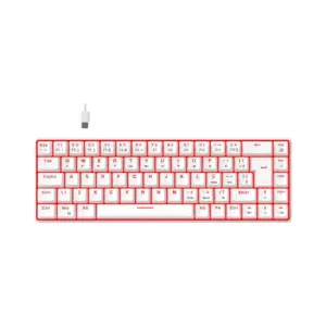 Teclado Mecânico Gamer Hyrax Thunder Pro LED Vermelho Switch Huano Marrom 65% USB-C ABNT2 Branco HCK65W-BROWN-LED