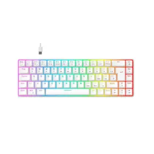 Teclado Mecânico Gamer Hyrax Thunder Pro RGB Switch Huano Marrom 65% USB-C ABNT2 Branco HCK65W-BROWN-RGB