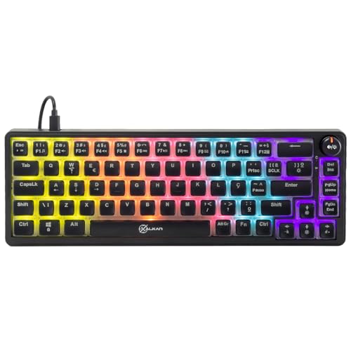 Teclado Mecânico Gamer Kalkan Drakar RGB Switch YH Marrom Layout 65% USB-C ABNT2 Preto KLK00052 - Imagem 2