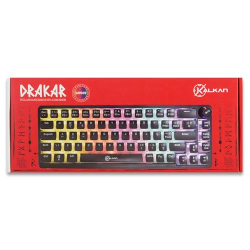 Teclado Mecânico Gamer Kalkan Drakar RGB Switch YH Marrom Layout 65% USB-C ABNT2 Preto KLK00052 - Imagem 4