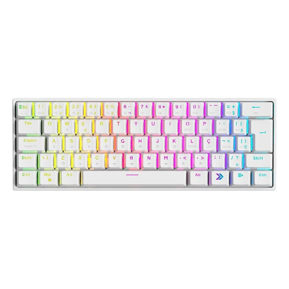 Teclado Mecânico Gamer KBM! GAMING TG600 RGB Switch Gateron Blue 60% ABNT2 Branco KGTG600BRAZ - Imagem 1