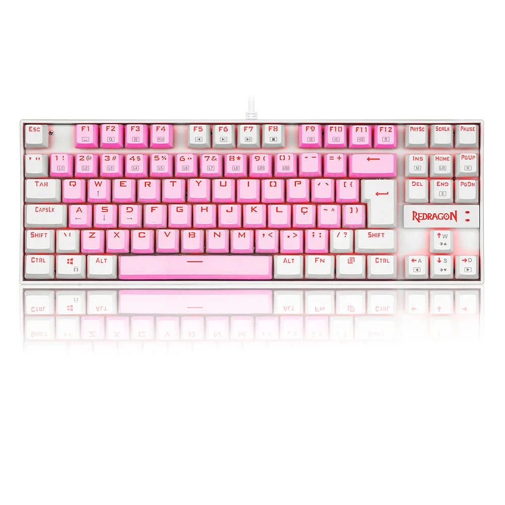 Teclado Mecânico Gamer Redragon Kumara Switch Blue Rosa e Branco K552PW - Imagem 1
