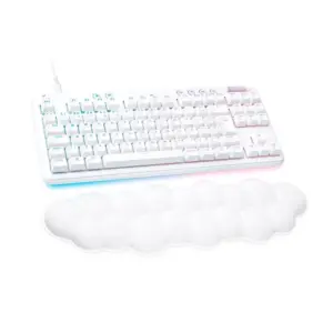 Teclado Mecânico Gamer Logitech G713 Coleção Aurora Switch GX Red Linear RGB LIGHTSYNC Layout ABNT Apoio para Mãos Branco 920-010705