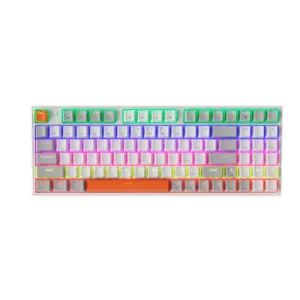 Teclado Mecânico Gamer Machenike K500-B94 RGB Switch Huano Red Branco e Cinza MAC-K500-B94RE-WG