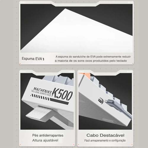 Teclado Mecânico Gamer Machenike K500A-B84 RGB Switch Huano Brown 75% TKL Hot-Swappable Cinza Escuro e Laranja K500A-B84 LG HRD EN - Imagem 2