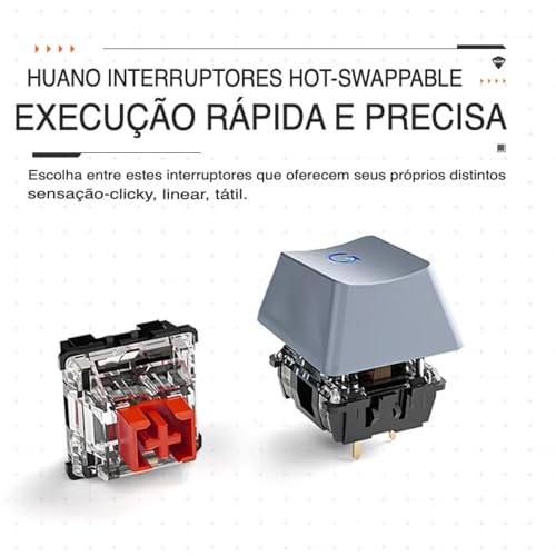 Teclado Mecânico Gamer Machenike K500A-B84 RGB Switch Huano Red 75% TKL Hot-Swappable Cinza Escuro e Laranja K500A-B84 LG HRD EN - Imagem 3