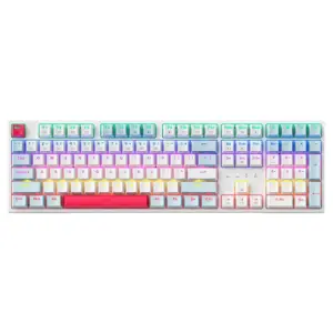Teclado Mecânico Gamer Machenike K500E-108 RGB Switch Red Hot-Swappable Azul Claro JJ02G8005