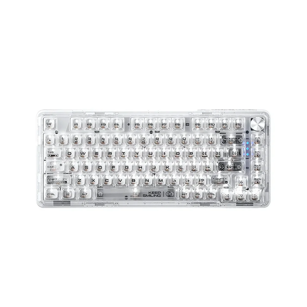 Teclado Mecânico Gamer Machenike K500f-B81 Crystal 75% Switch Crystal Tátil Hot-Swappable Branco Transparente K500F-B81 WH BX - Imagem 2