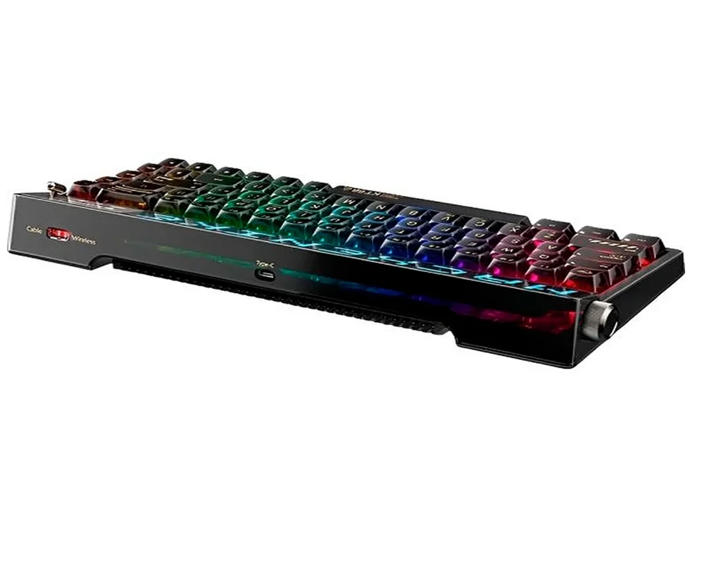 Teclado Mecânico Gamer Machenike KT68-B68W Pro 65% Switch Gateron North Pole Linear Tri-Mode Tela LED RGB Preto KT68 PRO RGB BK - Imagem 2