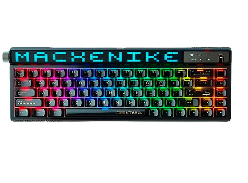 Teclado Mecânico Gamer Machenike KT68-B68W Pro 65% Switch Gateron North Pole Linear Tri-Mode Tela LED RGB Preto KT68 PRO RGB BK - Imagem 3