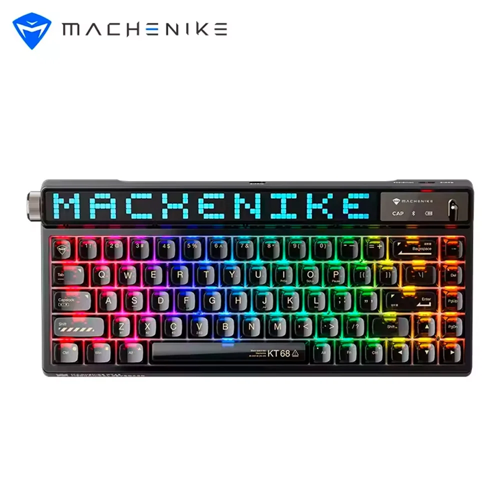 Teclado Mecânico Gamer Machenike KT68-B68W Pro 65% Switch Gateron North Pole Linear Tri-Mode Tela LED RGB Preto KT68 PRO RGB BK - Imagem 4