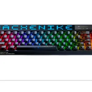 Teclado Mecânico Gamer Machenike KT68-B68W Pro 65% Switch Gateron North Pole Linear Tri-Mode Tela LED RGB Preto KT68 PRO RGB BK