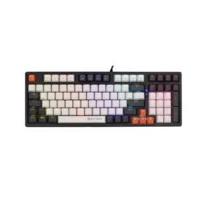 Teclado Mecânico Gamer New Hero Arkana Rainbow Switch Blue USB ABNT Branco e Cinza