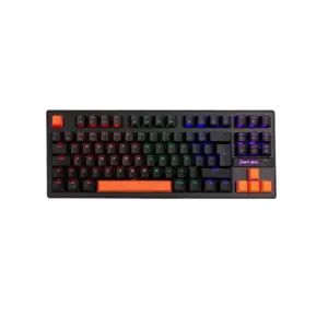 Teclado Mecânico Gamer New Hero Commander TKL Rainbow Switch Blue USB ABNT Preto e Laranja