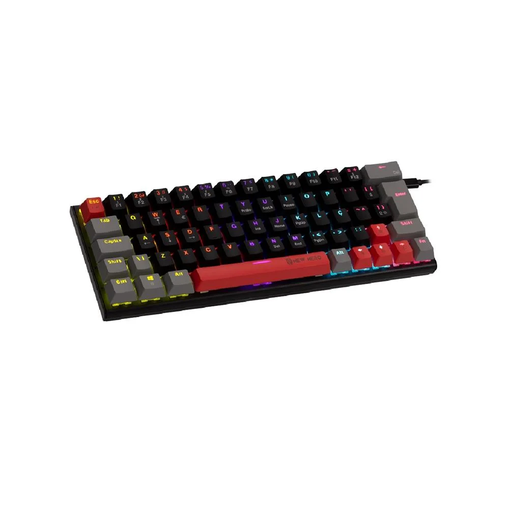 Teclado Mecânico Gamer New Hero Titan Mini 60% Rainbow Switch Blue USB ABNT Preto e Cinza - Imagem 3