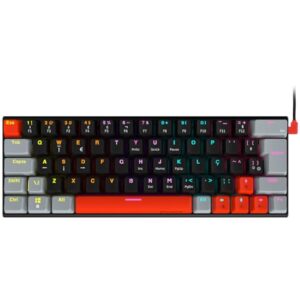 Teclado Mecânico Gamer PCYES Kuromori Voyager Edition LED Rainbow Switch Outemu Blue 60% ABNT2 Preto KMVY60BL