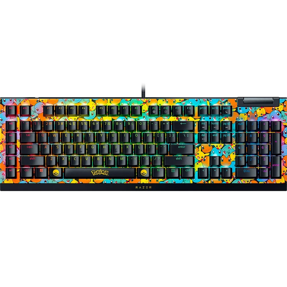 Teclado Mecânico Gamer Razer BlackWidow V4 X Chroma RGB Switch Green Pokémon Kanto Starters Edition Layout US RZ03-04704200-R3M1 - Imagem 1