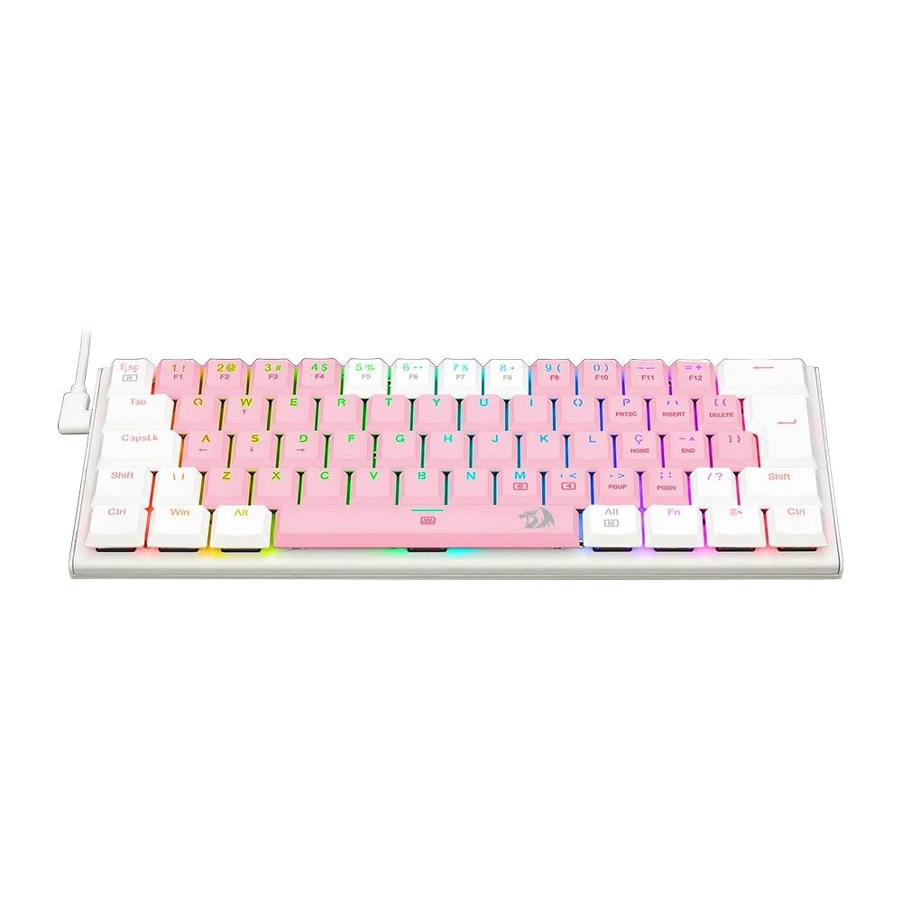 Teclado Mecânico Gamer Redragon Anivia RGB Switch Blue Wired ABNT2 Rosa e Branco K614PW-RGB (PT-BLUE) - Imagem 2