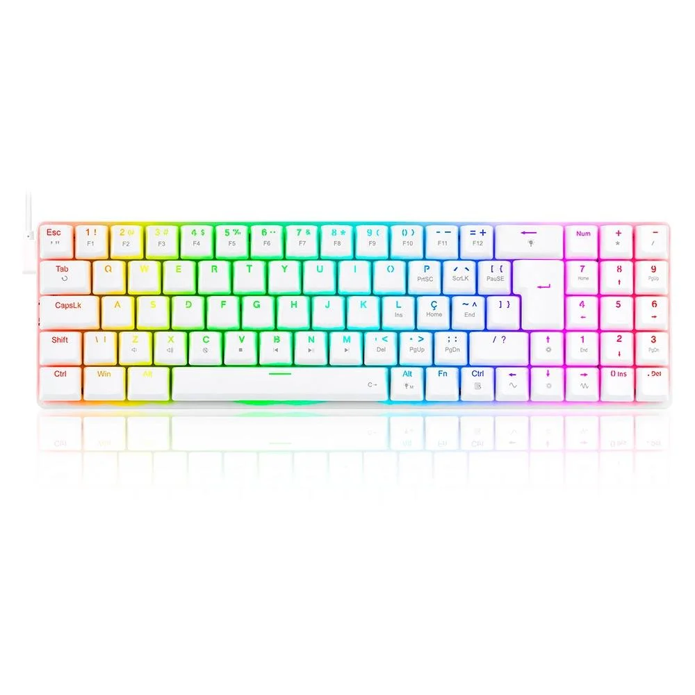 Teclado Mecânico Gamer Redragon Ashe RGB Switch Blue Branco K626-KB-W - Imagem 1