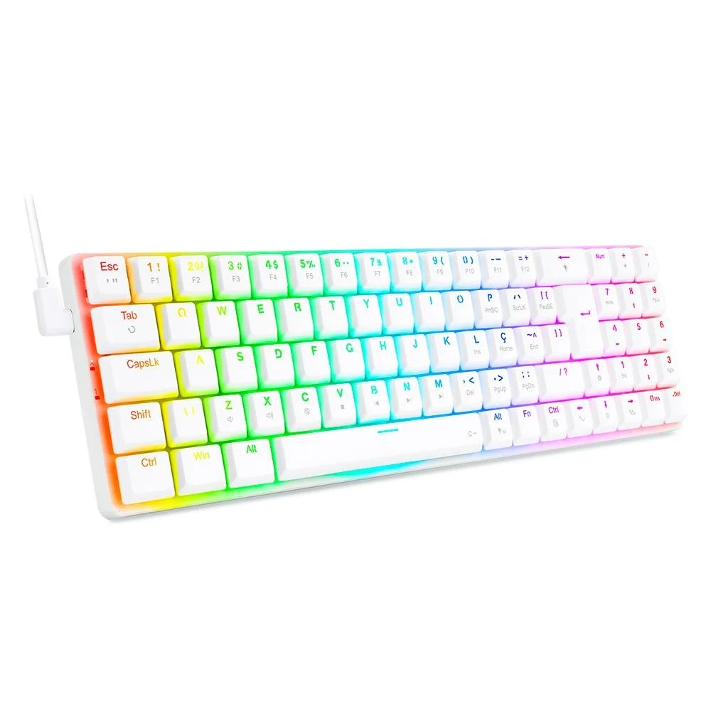 Teclado Mecânico Gamer Redragon Ashe RGB Switch Blue Branco K626-KB-W - Imagem 2
