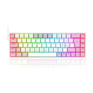 Teclado Mecânico Gamer Redragon Castor RGB Switch Blue ABNT2 Branco e Rosa K631WP-RGB