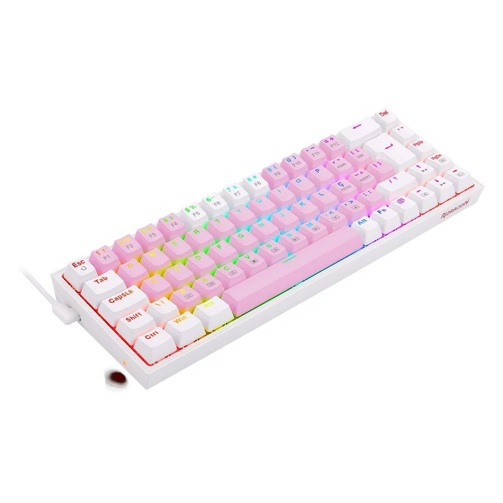 Teclado Mecânico Gamer Redragon Castor RGB Switch Blue ABNT2 Rosa e Branco K631PW-RGB - Imagem 4