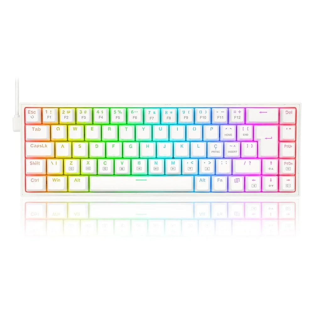 Teclado Mecânico Gamer Redragon Castor RGB Switch Brown ABNT2 Branco K631W-RGB (PT-BROWN) - Imagem 1