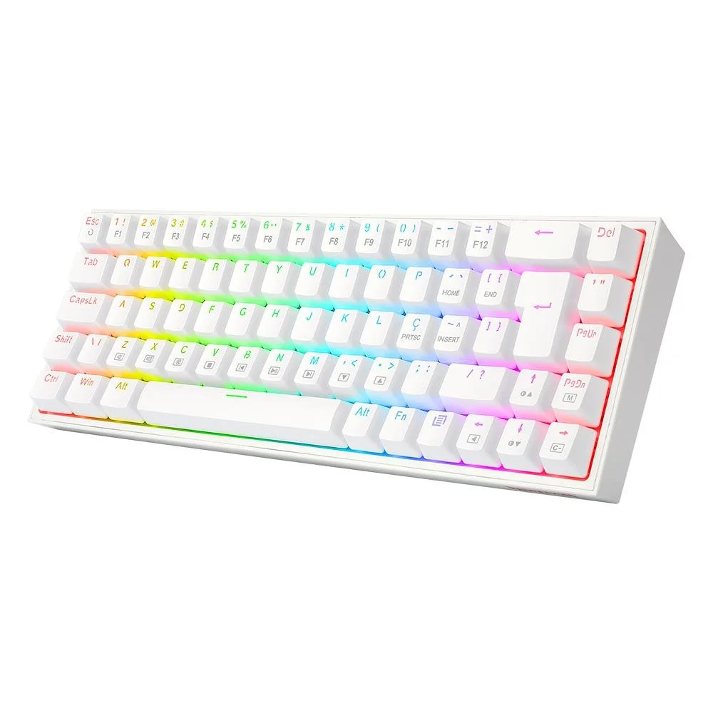 Teclado Mecânico Gamer Redragon Castor RGB Switch Brown ABNT2 Branco K631W-RGB (PT-BROWN) - Imagem 2