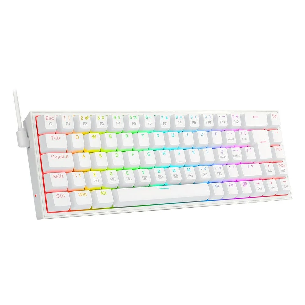 Teclado Mecânico Gamer Redragon Castor RGB Switch Brown ABNT2 Branco K631W-RGB (PT-BROWN) - Imagem 3