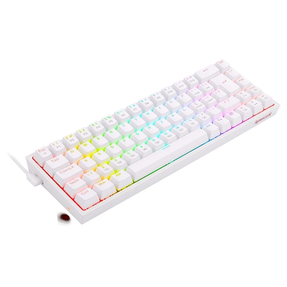 Teclado Mecânico Gamer Redragon Castor RGB Switch Brown ABNT2 Branco K631W-RGB (PT-BROWN) - Imagem 4