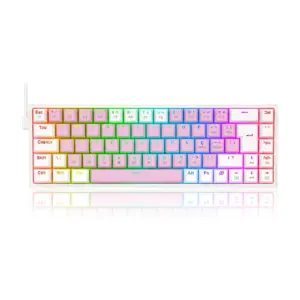 Teclado Mecânico Gamer Redragon Castor RGB Switch Brown ABNT2 Rosa e Branco K631PW-RGB (PT-BROWN)