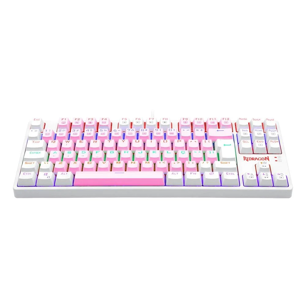 Teclado Mecânico Gamer Redragon Daksa Rainbow Switch Blue ABNT2 Rosa e Branco K576PW-R - Imagem 2