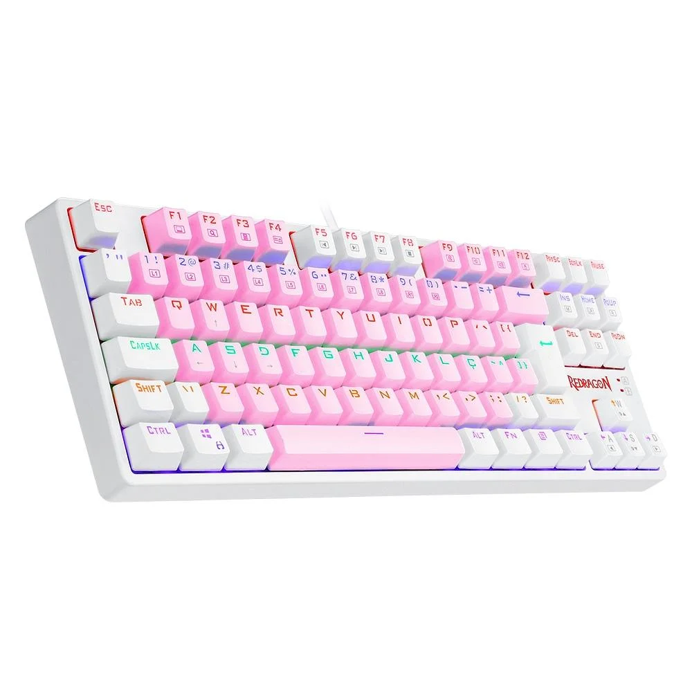 Teclado Mecânico Gamer Redragon Daksa Rainbow Switch Blue ABNT2 Rosa e Branco K576PW-R - Imagem 3
