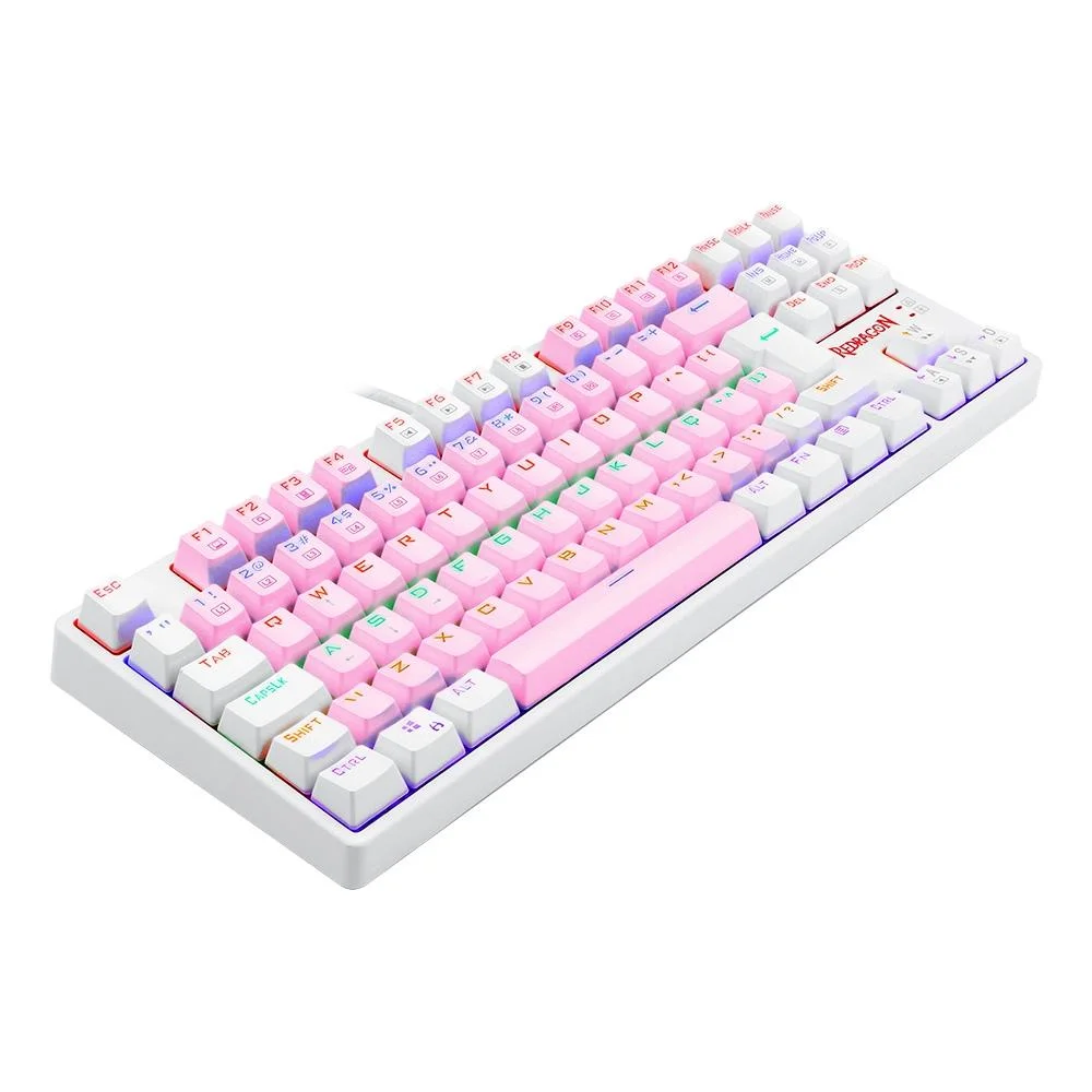 Teclado Mecânico Gamer Redragon Daksa Rainbow Switch Blue ABNT2 Rosa e Branco K576PW-R - Imagem 4