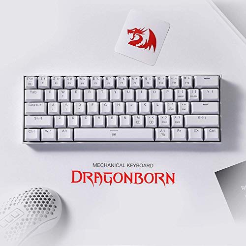 Teclado Mecânico Gamer Redragon Dragonborn RGB 60% Switch Marrom ABNT2 Branco - Imagem 1