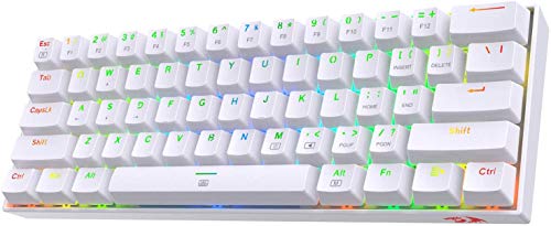 Teclado Mecânico Gamer Redragon Dragonborn RGB 60% Switch Marrom ABNT2 Branco