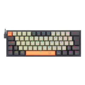 Teclado Mecânico Gamer Redragon Fizz RGB Switch Mk.II DIY Marrom Laranja Cinza e Preto