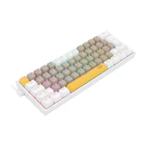 Teclado Mecânico Gamer Redragon Fizz RGB Switch Brown 60% ABNT2 Amarelo Cinza e Branco K617RGB-YLEGYEWT (PT-BROWN)