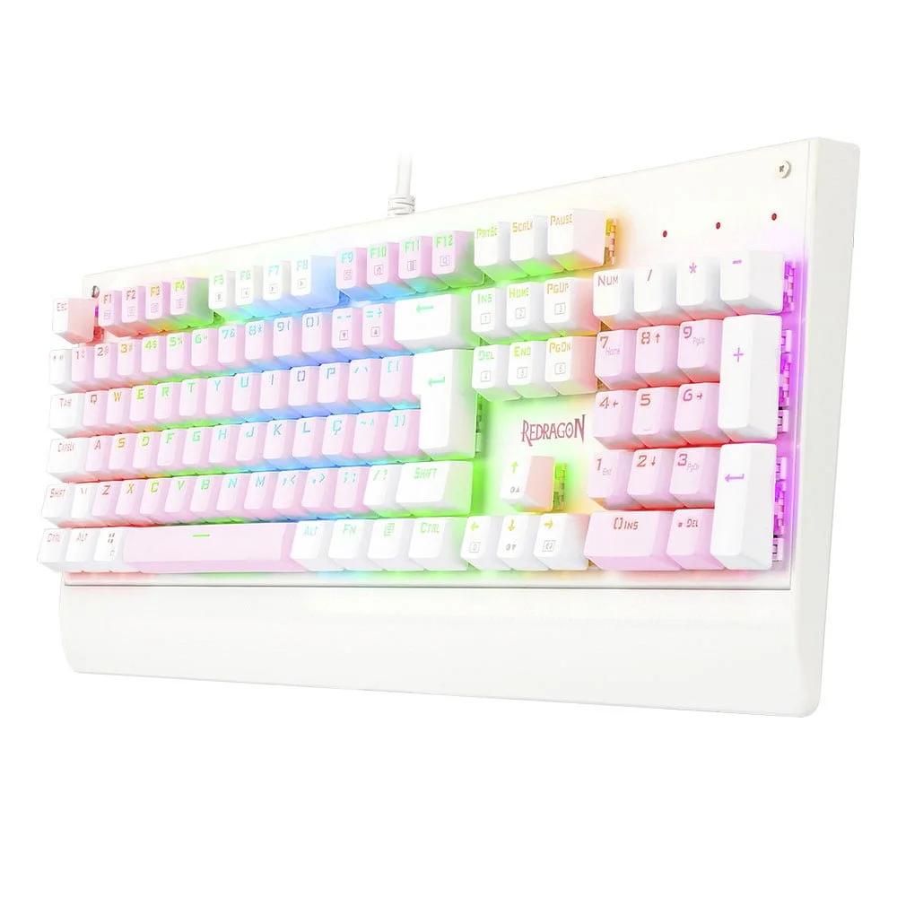 Teclado Mecânico Gamer Redragon Kala RGB Switch Blue ABNT2 Branco com Rosa K557WP - Imagem 3