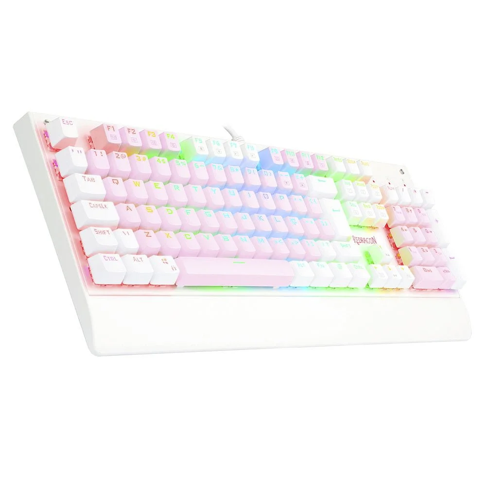 Teclado Mecânico Gamer Redragon Kala RGB Switch Blue ABNT2 Branco com Rosa K557WP - Imagem 4