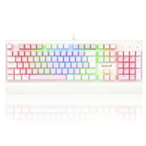 Teclado Mecânico Gamer Redragon Kala RGB Switch Blue ABNT2 Branco com Rosa K557WP
